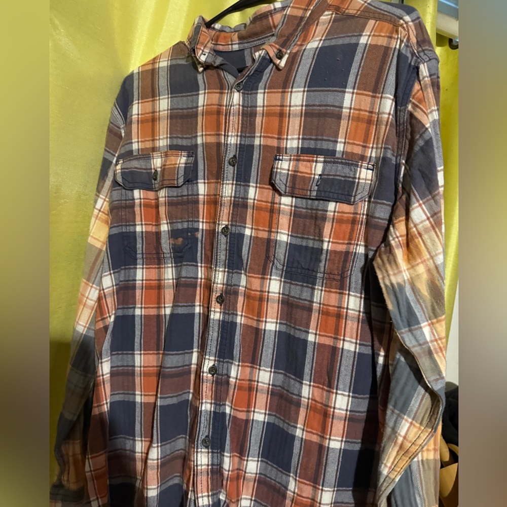 Faded Glory bleached flannel women shirt size large excellent condition